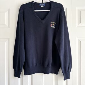Vintage LA MODE Golf Sweater Mens L Navy Blue PGA Ryder Cup Oak Hill